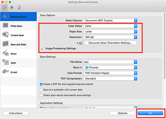 figure: Settings dialog